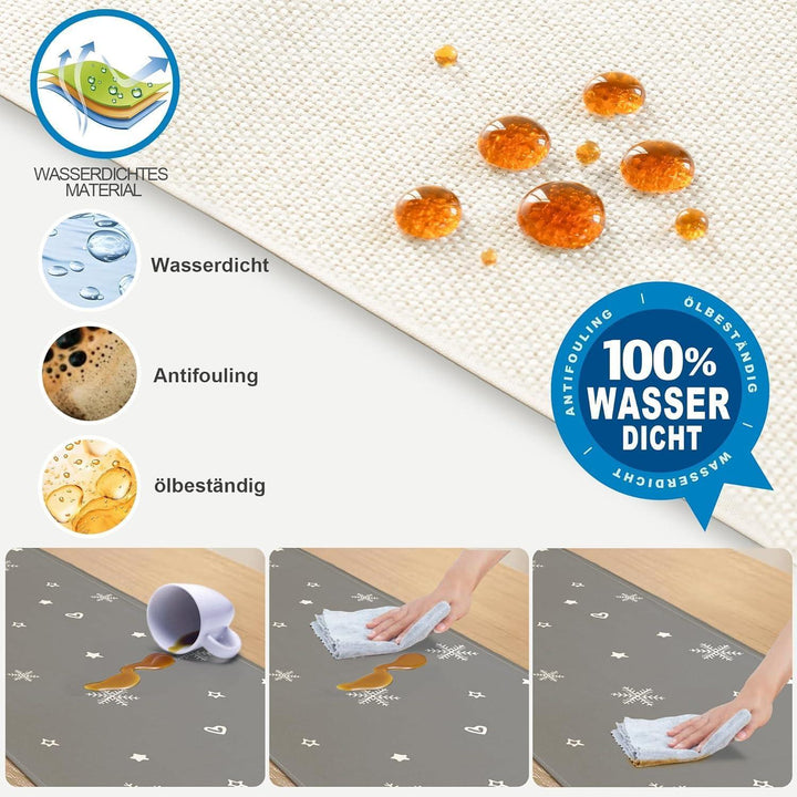Weihnachtlicher Tischläufer Grau 40 x 100 cm | Wasserabweisende Tischdeko aus Leinen-Mischgewebe mit modernem Muster für Weihnachten