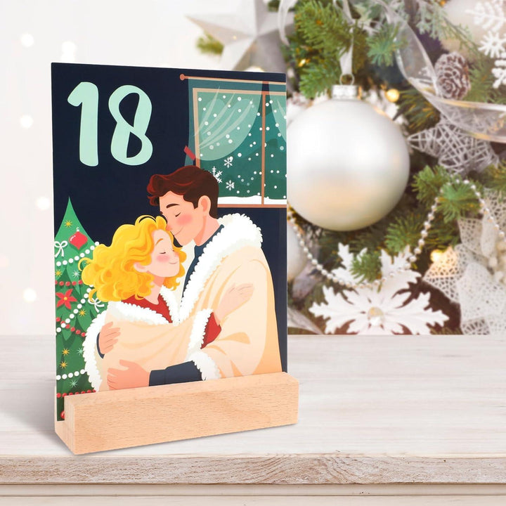 Adventskalender für Paare 2026 mit 24 Aufgabenkarten | Romantischer Paar-Adventskalender mit Holzständer, Holzklammern und Juteseil