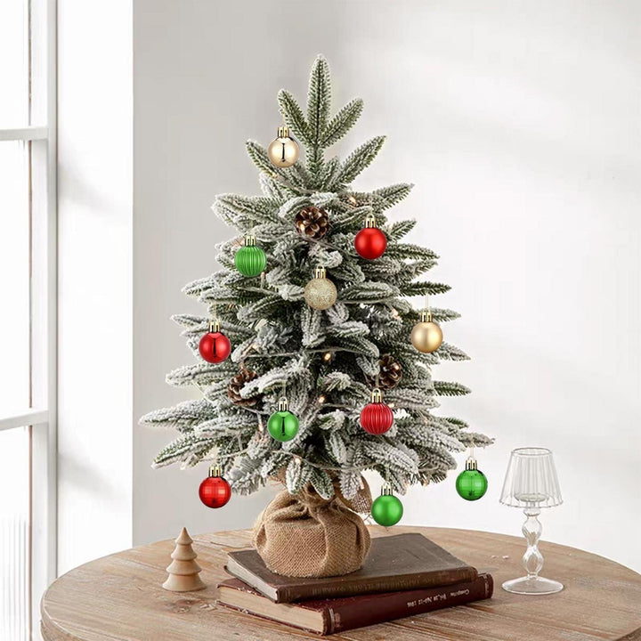 Mini-Weihnachtskugeln 49er Set 3 cm bruchsicher | Christbaumkugeln in Rot, Grün und Gold mit Aufhängeschlaufen und Aufbewahrungsbox