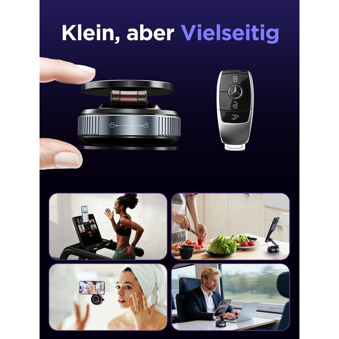 Magnetische Handyhalterung Auto mit MagSafe und Vakuum-Saugnapf | 22 N52-Magnete, 360° drehbar, 180° neigbar und einklappbar
