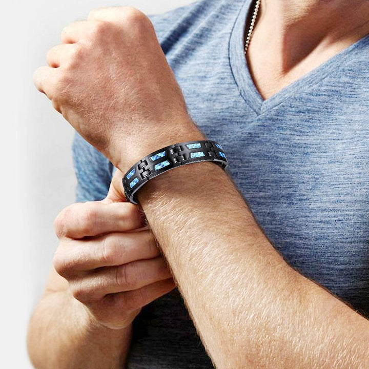 CarbonArmband™ Blauer Kohlenstoff TitanArmband