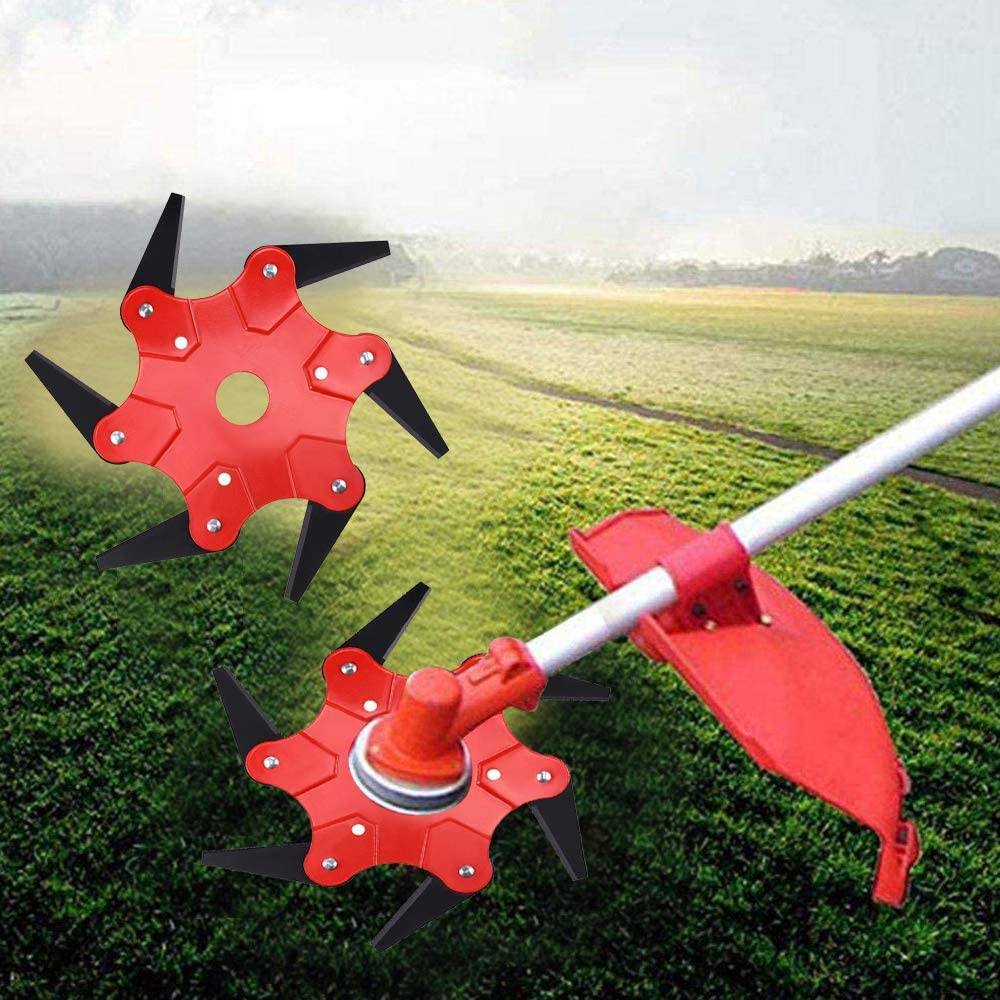Tête de coupe en acier 6 lames | Alésage 25,4 mm (1"), acier manganèse 65Mn | Coupe à 360° pour mauvaises herbes et herbe | Compatible avec de nombreux débroussailleuses