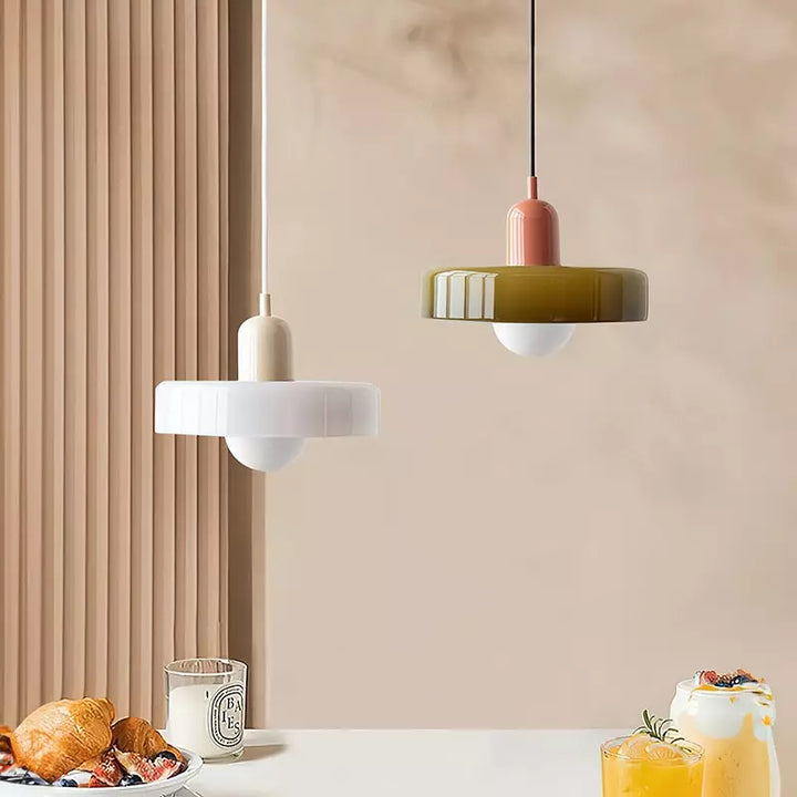 Suspension en métal et verre avec effet vitrail | Ø25/Ø35 cm, douille G9 | Suspension réglable | Aspect cristal