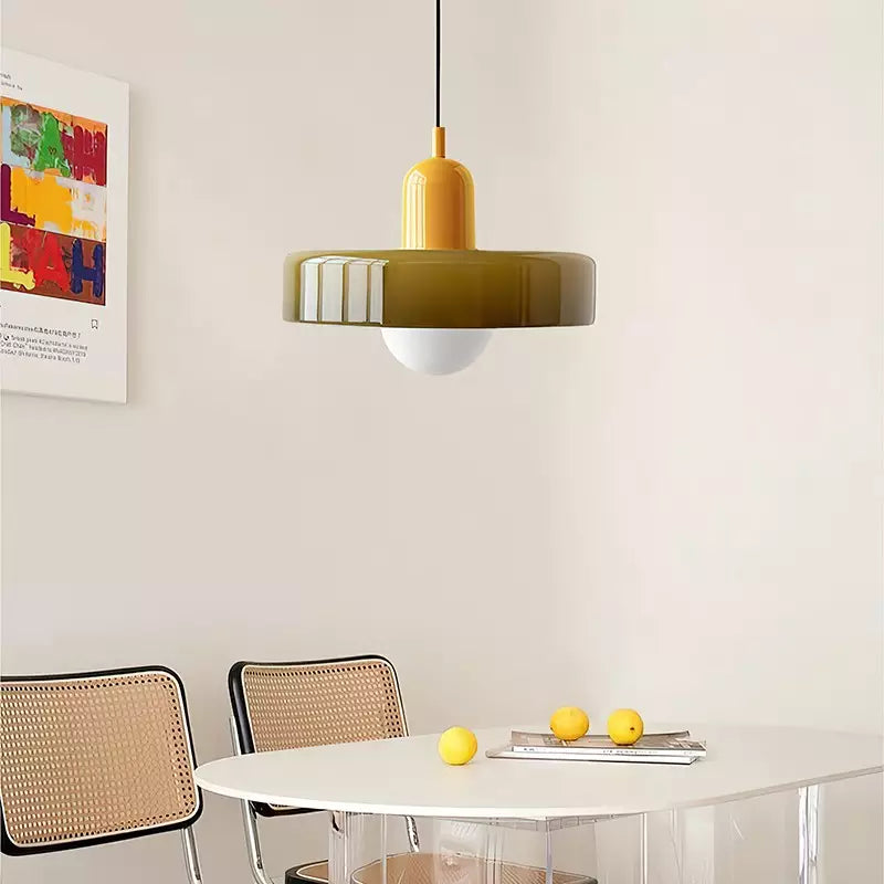 Suspension en métal et verre avec effet vitrail | Ø25/Ø35 cm, douille G9 | Suspension réglable | Aspect cristal