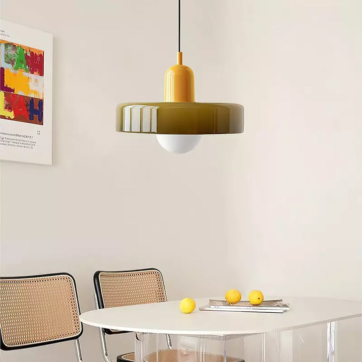 Suspension en métal et verre avec effet vitrail | Ø25/Ø35 cm, douille G9 | Suspension réglable | Aspect cristal