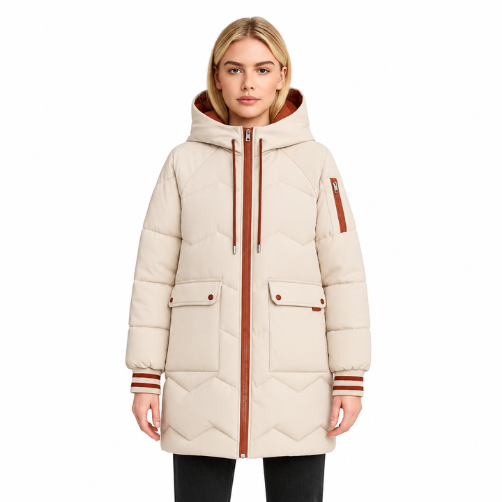 Damen Pufferjacke | Langer Wintermantel mit wärmender Steppung, leichtem Tragegefühl und sportlichem Schnitt für Alltag und Freizeit