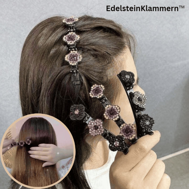Fermaglio intrecciato con pietre di strass | elegante clip per capelli con forte tenuta | per uso quotidiano e occasioni speciali