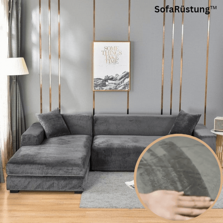 SofaRüstung™ Elastischer Sofabezug aus Samt
