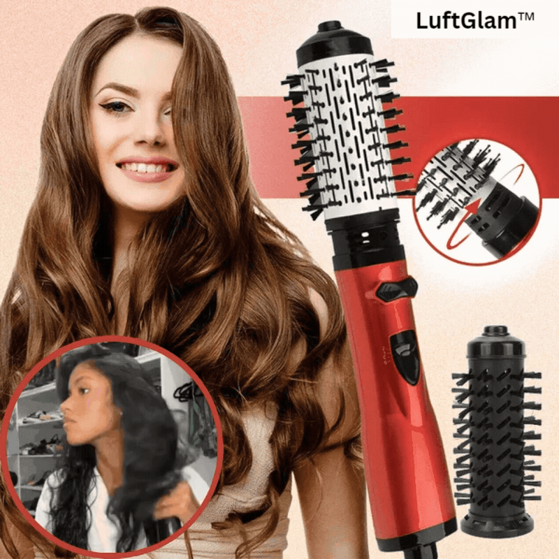 3-in-1 Hot Air Styling Brush Against Frizz | Tourmaline Ceramic for Even Heat | Adjustable Temperature &amp; Airflow | Glossy Finish