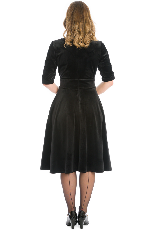 Damen Samtkleid in großen Größen | Elegantes Kleid mit V-Ausschnitt, tailliertem Oberteil und seitlichen Taschen für besondere Anlässe