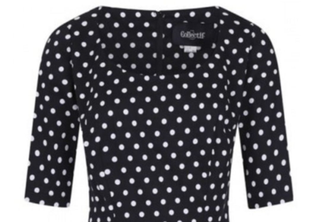Damen Bleistiftkleid | Figurbetontes Midikleid mit Polka-Dot-Muster, halblangen Ärmeln und klassischem Vintage-Stil für Büro und Alltag