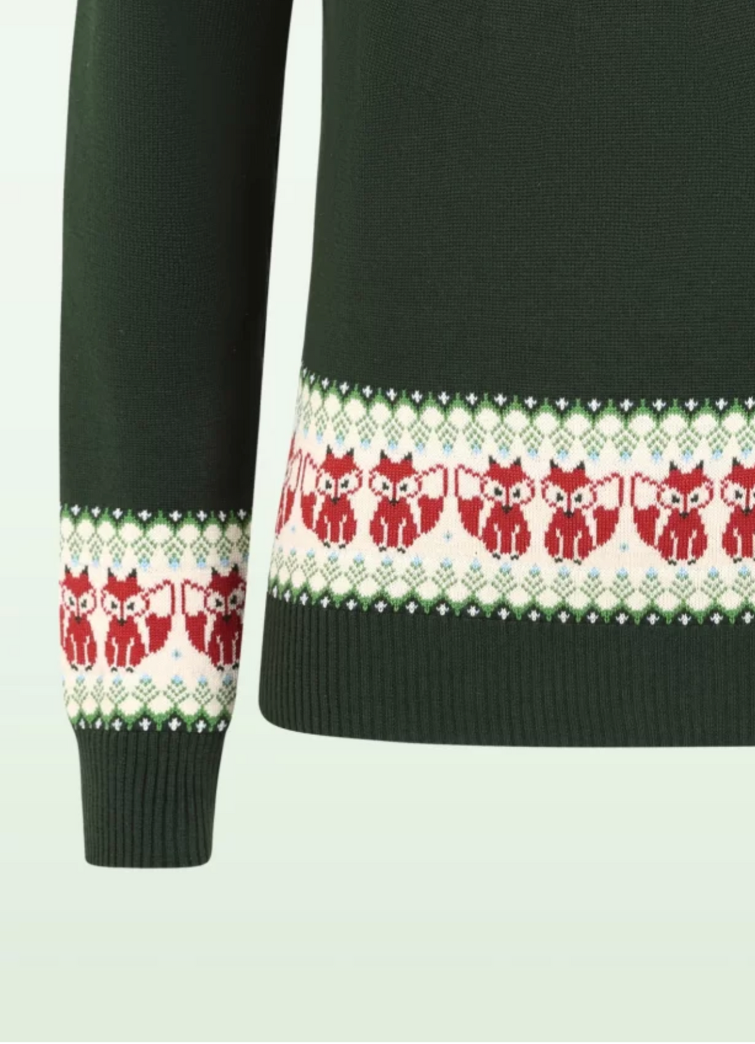 Damen Strickpullover | Warmer Fair-Isle-Pullover mit Fuchsmuster, Rundhalsausschnitt und gerippten Bündchen für Herbst und Winter