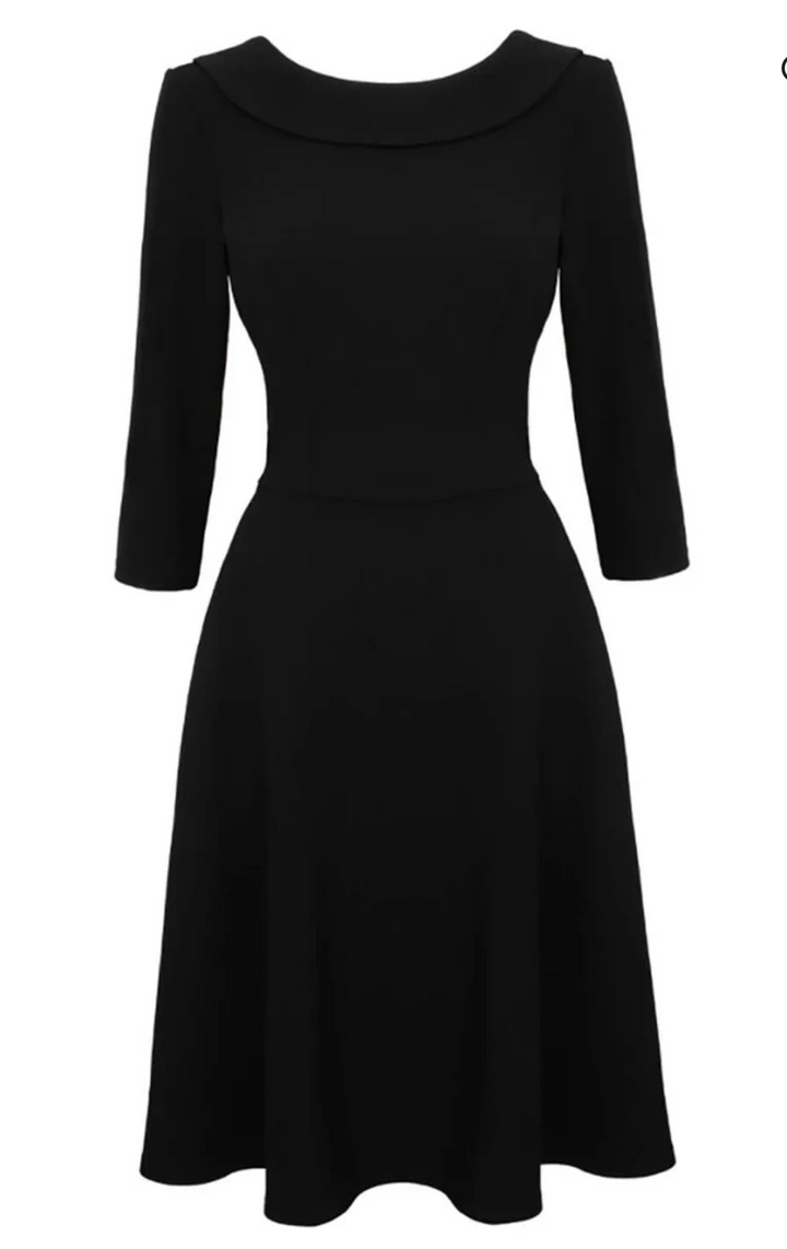 Damen Swingkleid in großen Größen | Elegantes Retro-Kleid mit tiefem Rückenausschnitt, Dreiviertelärmeln und schwingendem Rock
