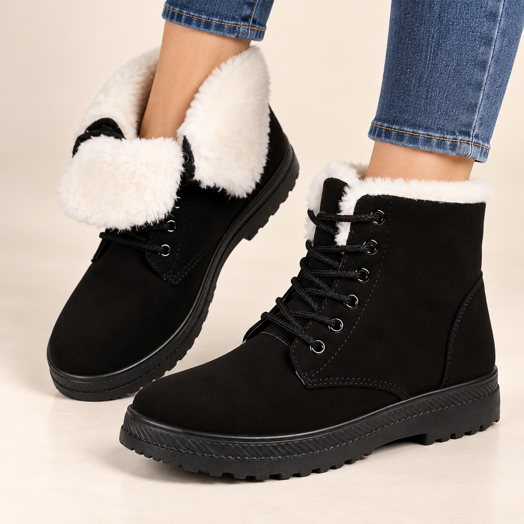 Orthopädische Winterstiefel Damen mit warmem Futter | Gefütterte Winterboots mit anatomischem Fußbett und rutschfester Sohle für kalte Tage