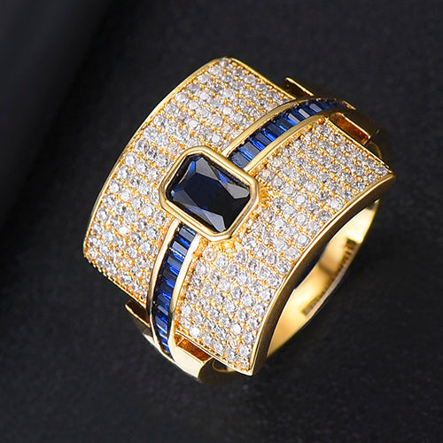 Anello donna a fascia | Design di lusso | Zirconia cubica | Anello di fidanzamento e da dichiarazione