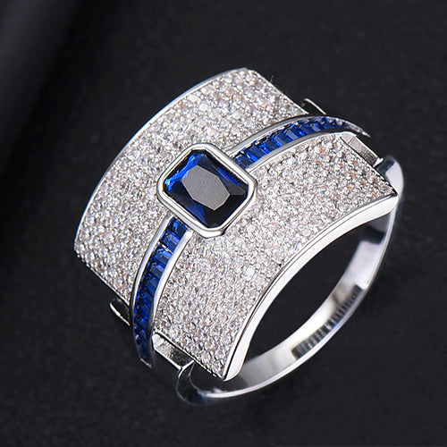 Anello donna a fascia | Design di lusso | Zirconia cubica | Anello di fidanzamento e da dichiarazione