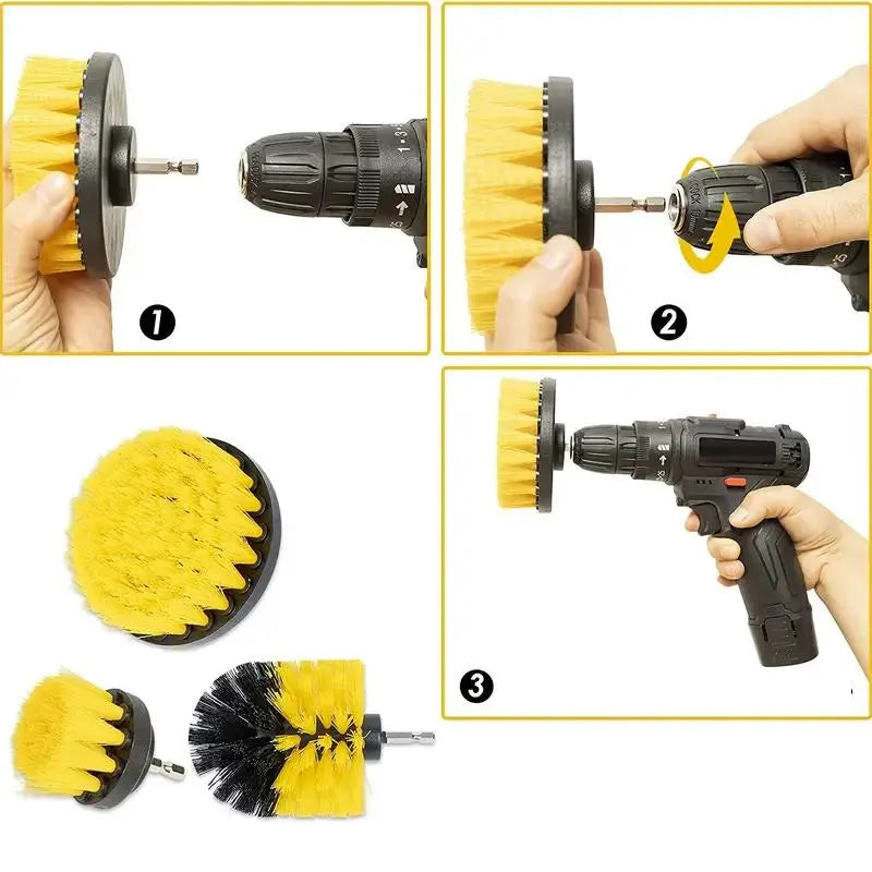 Reinigungsbürsten-Set für Bohrmaschine | Rotierende Bürstenaufsätze für Fliesen, Fugen, Bad &amp; Küche | 3–7-teilig