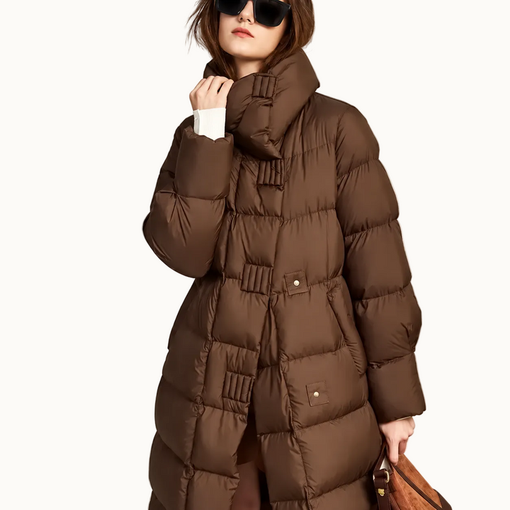 Damen Wintermantel | Langer Steppmantel mit warmer Fütterung, verstellbarer Kapuze und praktischen Taschen für Alltag und Outdoor