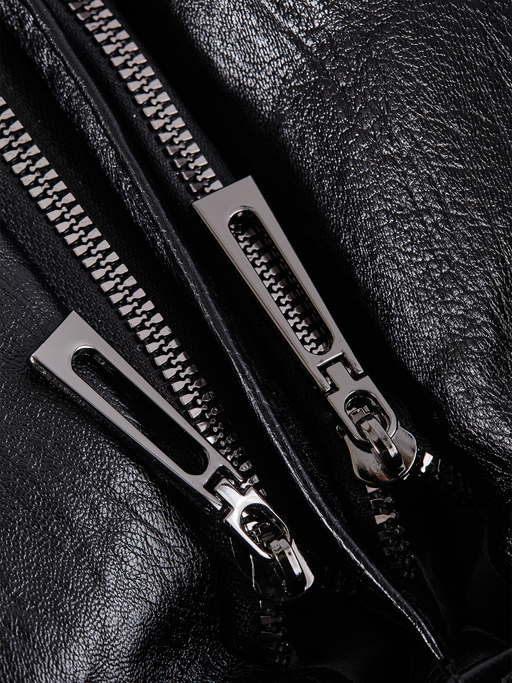 Damen Schultertasche | Große Umhängetasche aus veganem Kunstleder mit Reißverschluss und Laptopfach