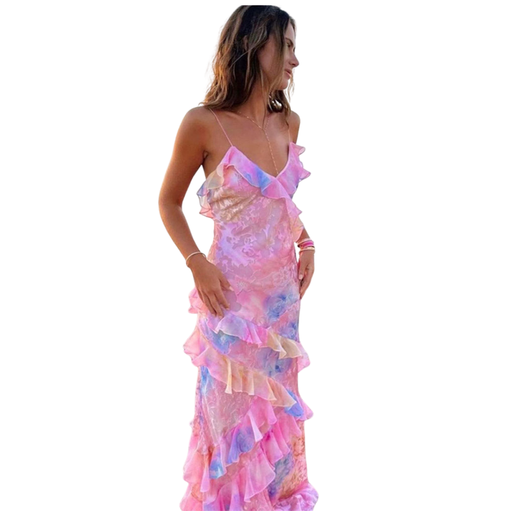 Abito estivo da donna | design colorato con volant | leggero e versatile | Clementine