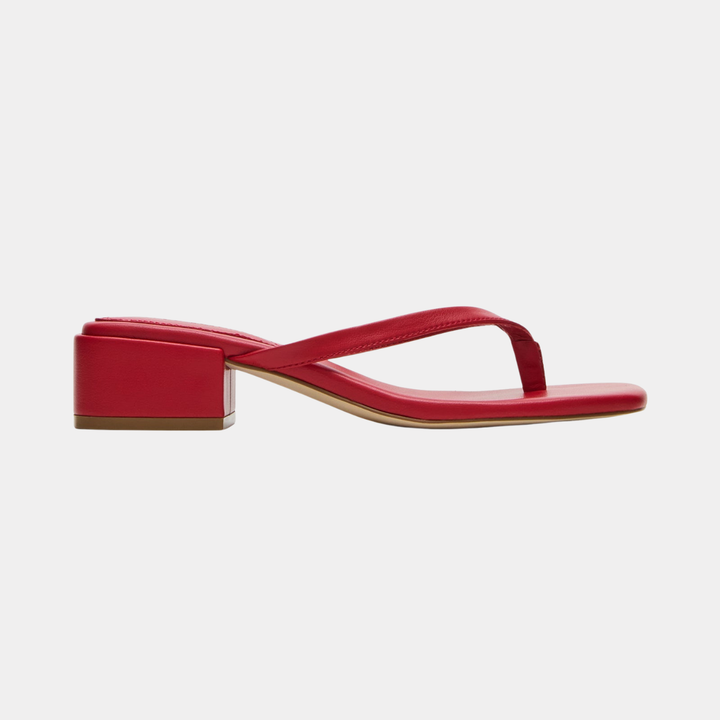 Damen Mule-Sandalen mit Zehentrenner | Vegane Sandalen mit 4,5 cm Absatz | Sommerliche Schuhe mit eckiger Spitze