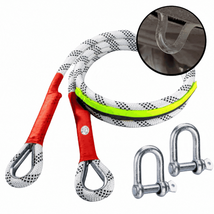 Tow rope with steel hook | Stretch nylon rope 3000 kg tensile strength | For car, SUV &amp; offroad