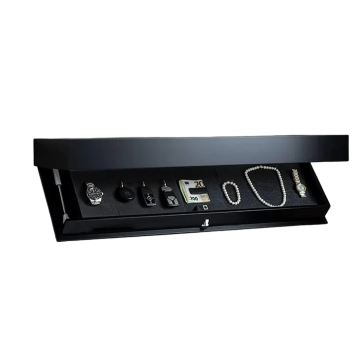 Solid Wood Wall Shelf with Secret Compartment | Floating Design, Minimalist | For Valuables &amp; Decor | Natural or Dark Wood