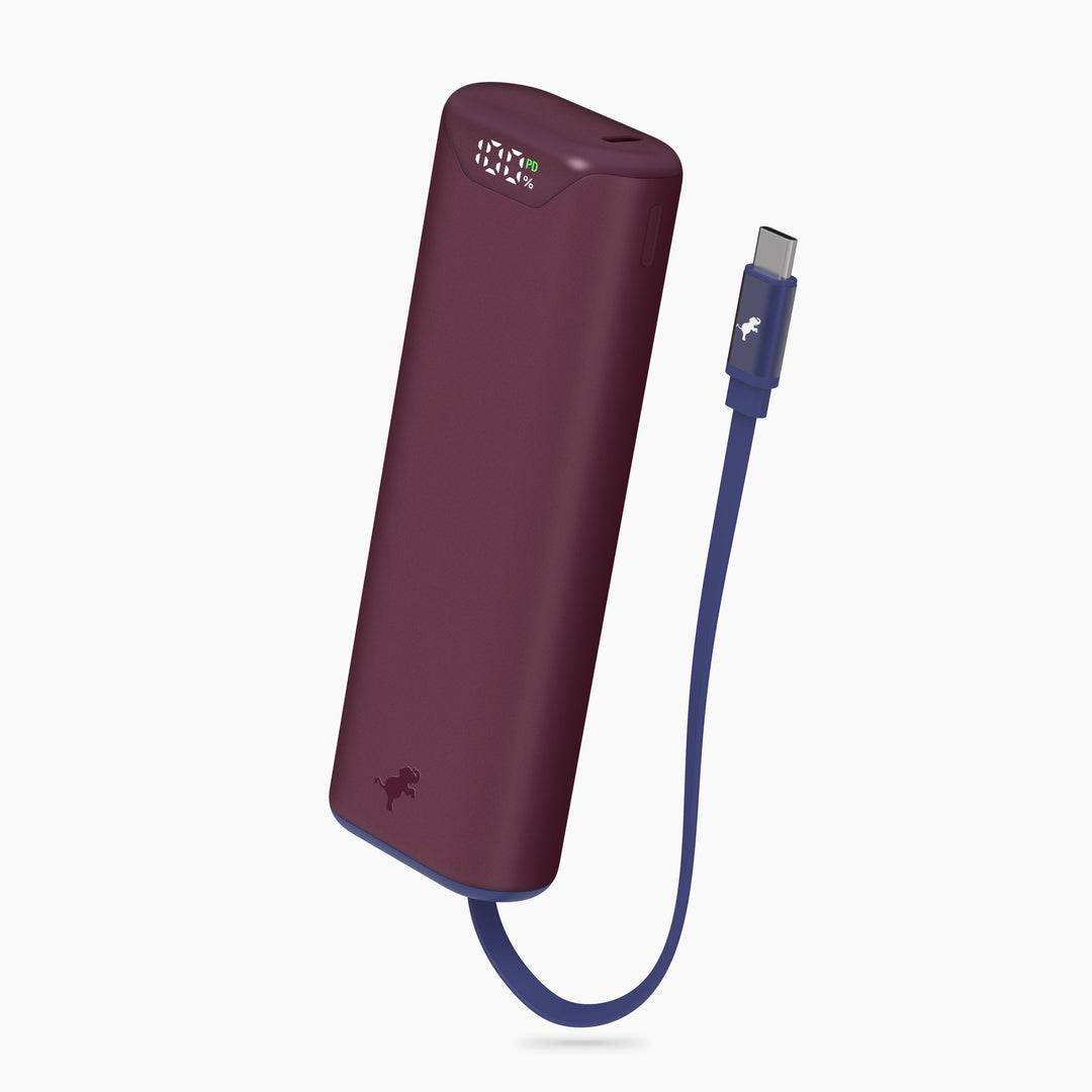 Powerbank 10.000 mAh | Kompakte USB-C-Powerbank mit integriertem, einziehbarem Ladekabel