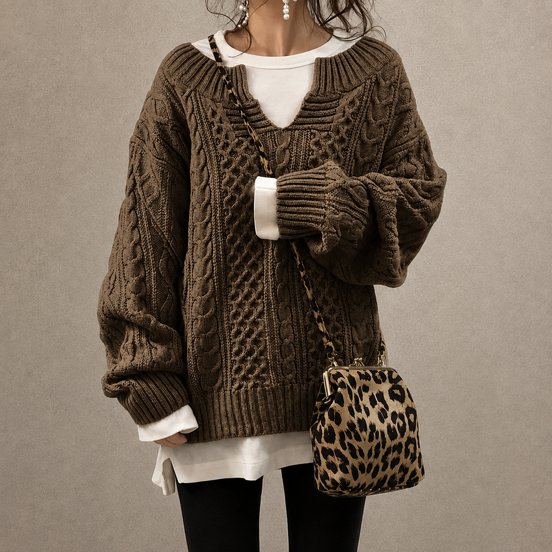 Damen Grobstrickpullover | Locker geschnittener Oversize-Pullover mit weichem Tragegefühl und elastischer Passform