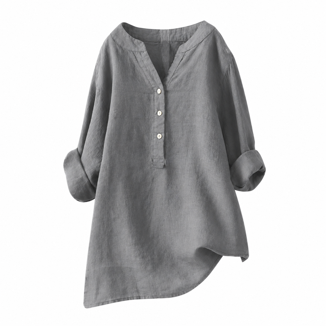 Damen Casualkleid mit V-Ausschnitt | Lockeres Sommerkleid mit verstellbaren Ärmeln