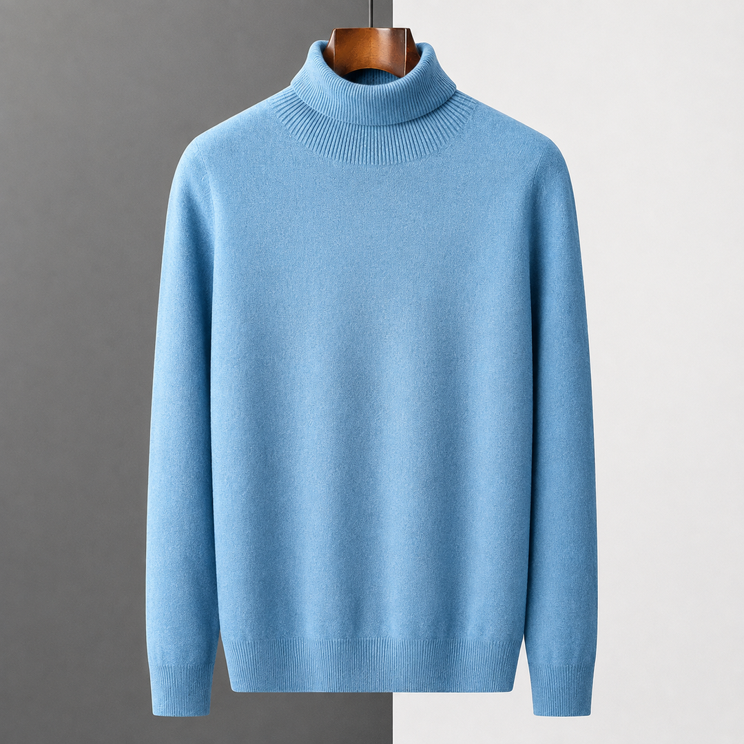 Herren Merinowollpullover mit Rollkragen | Weicher Strickpullover mit langen Ärmeln für Herbst &amp; Winter