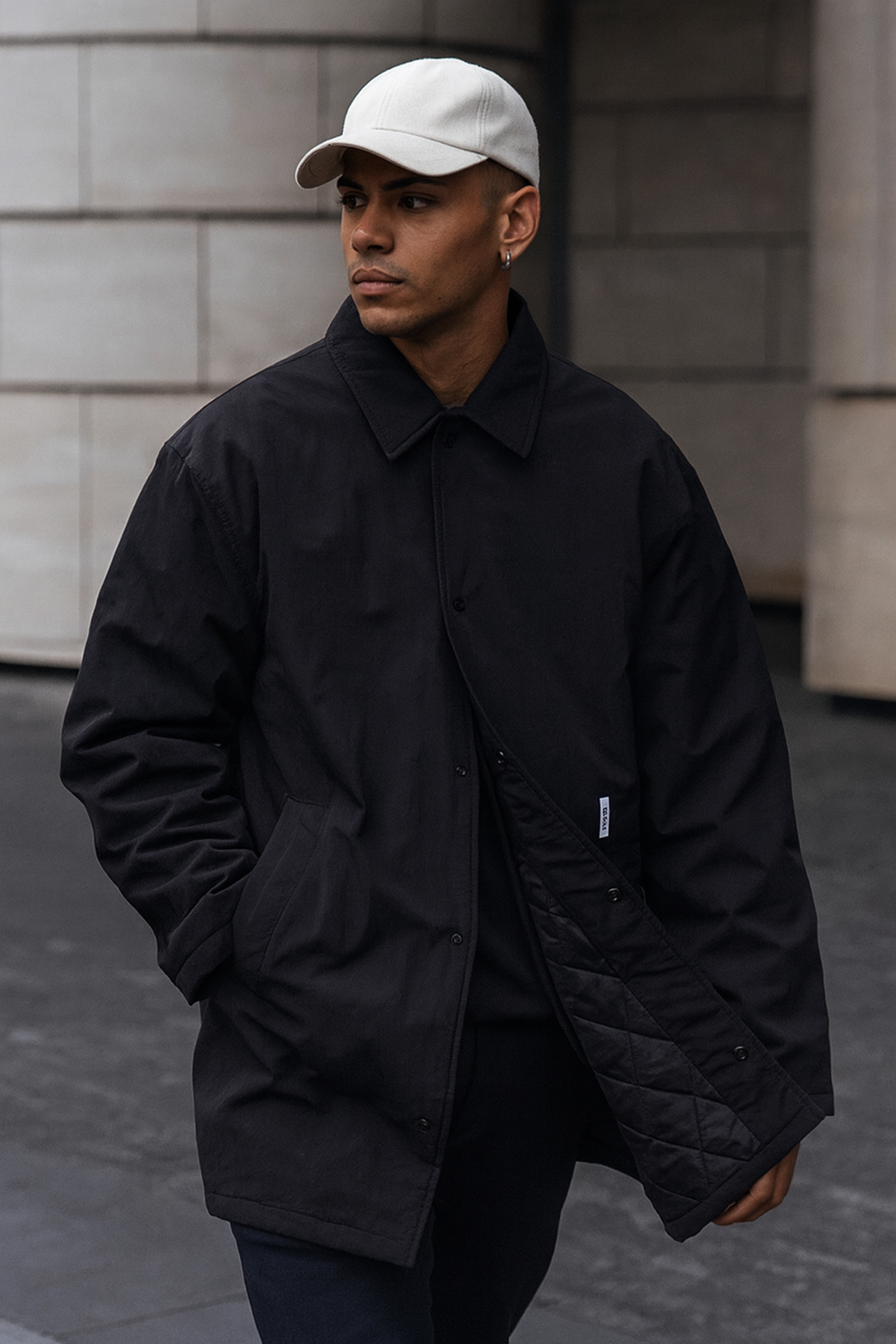 Herren Windbreaker-Mantel im Vintage-Stil | Leichter windabweisender Übergangsmantel mit Knopfleiste und Seitentaschen für Alltag