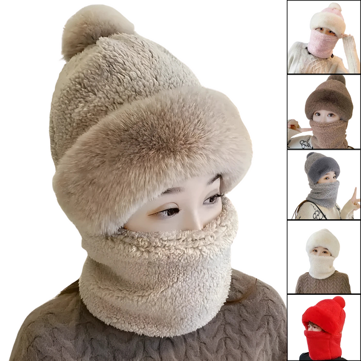 Women’s Winter Hat with Scarf | Fluffy &amp; Windproof | Warm Outdoor Set