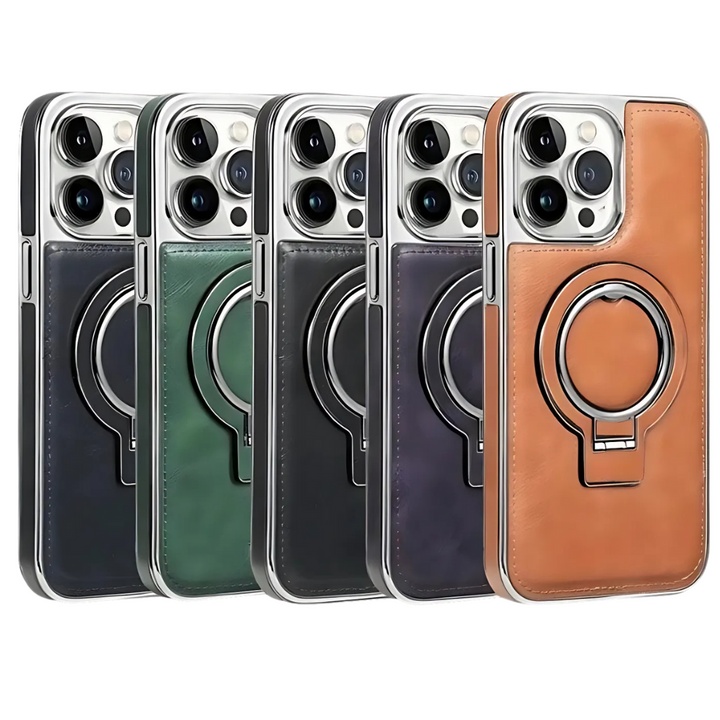 iPhone tok | Klasszikus bőr telefontok mágneses funkcióval | Állvány funkció és kamera védelem