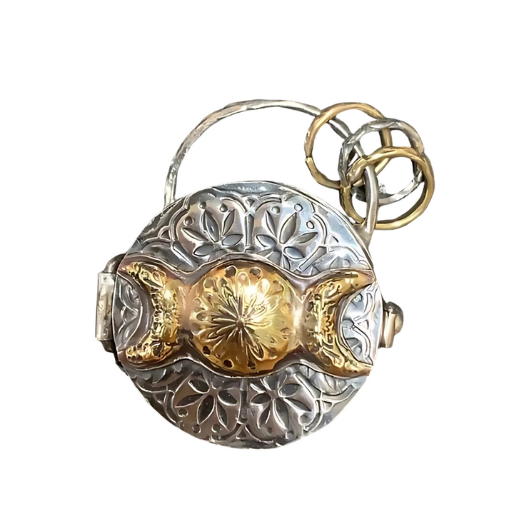 Silver locket made from recycled silver with rock crystal | Triple moon &amp; tree of life | Opens for messages