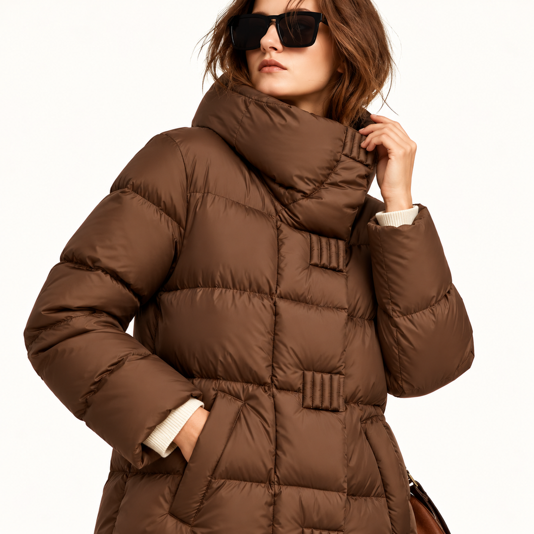 Damen Wintermantel | Langer Steppmantel mit warmer Fütterung, verstellbarer Kapuze und praktischen Taschen für Alltag und Outdoor