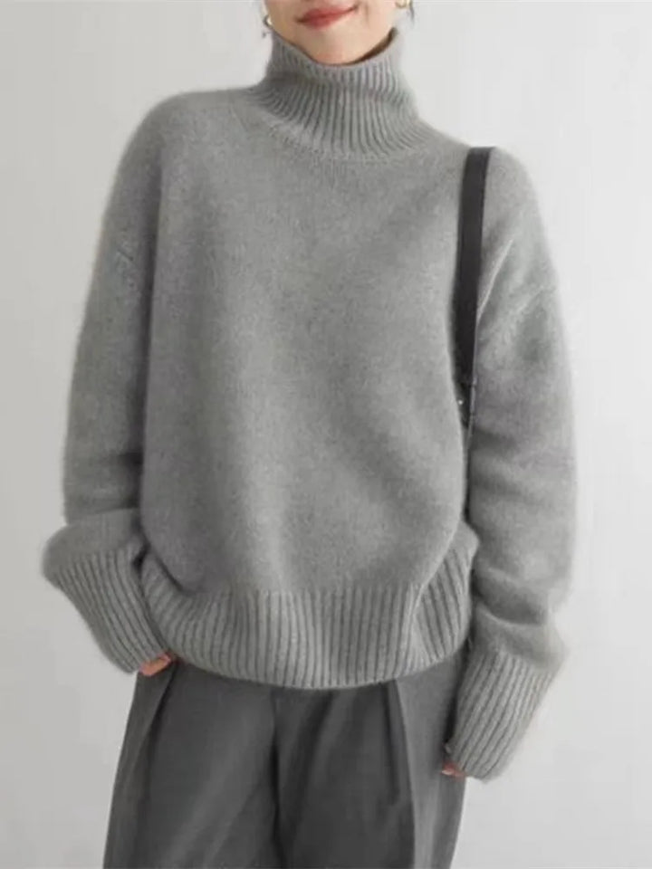 Damen Rollkragenpullover aus weichem Strick | Warmer Pullover in Beige, Grau und Khaki für Büro und Freizeit