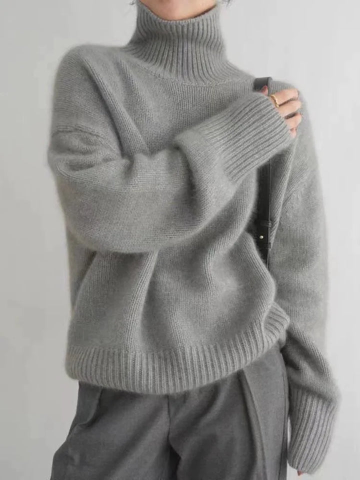 Damen Rollkragenpullover aus weichem Strick | Warmer Pullover in Beige, Grau und Khaki für Büro und Freizeit