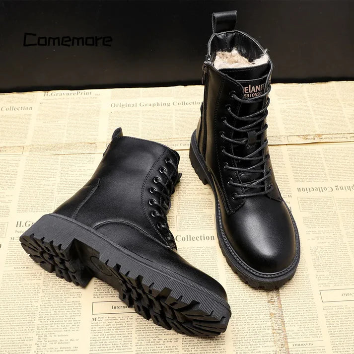 Damen Winterstiefel | Warm gefüttert | Rutschfeste Sohle | Hochwertiges Kunstleder