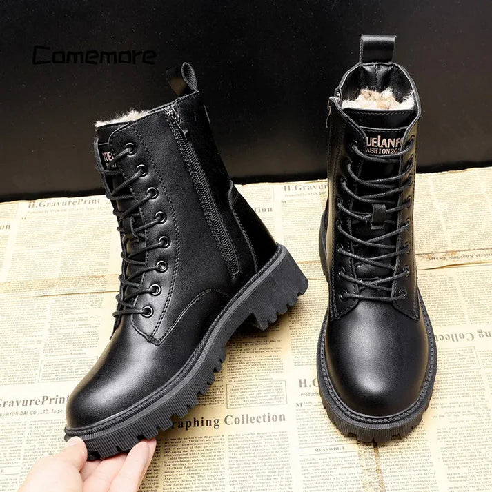 Damen Winterstiefel | Warm gefüttert | Rutschfeste Sohle | Hochwertiges Kunstleder