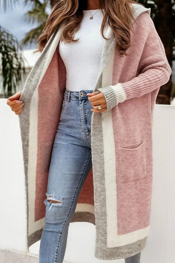 Caroline | Lange Strickjacke mit Kapuze