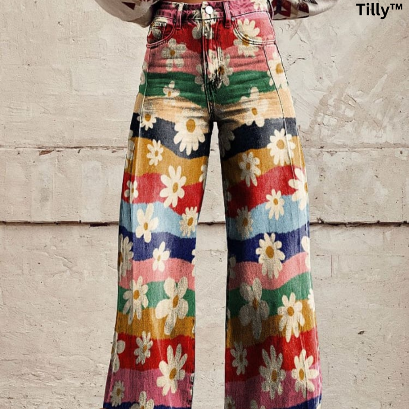 Tilly™ Elegáns nadrág virágmintával