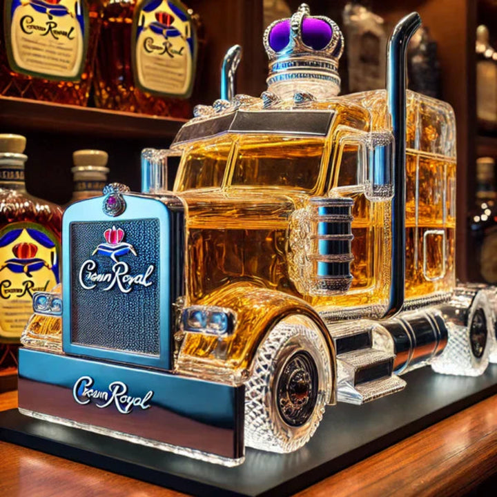 Bouteille de whisky en forme de camion (tracteur routier) | Carafe en verre pour bar et salle d’homme | Cadeau pour routiers et amateurs de whisky