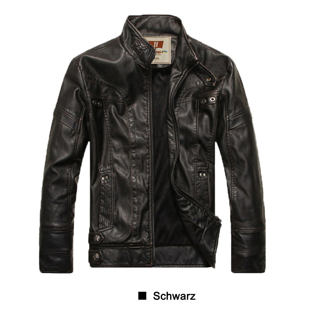 PU Lederjacke | Damen Kunstlederjacke mit geripptem Saum im lässigen Stil