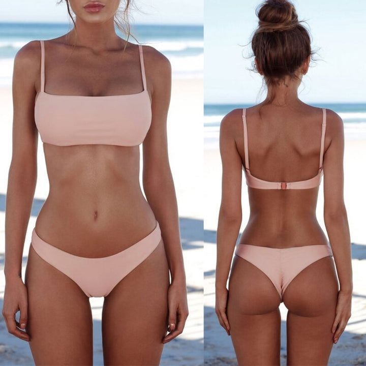 Naisten push-up bikini-setti | Brasilialainen leikkaus | Vartaloa korostava &amp; mukava | Säädettävät olkaimet