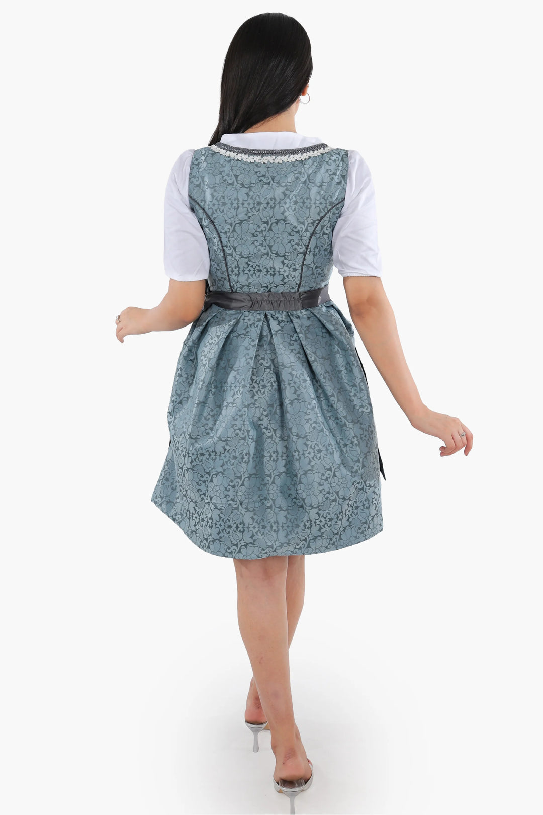 Mini Dirndl Damen | Trachtenkleid mit strukturiertem Mieder, Schürze und A-Linien-Rock für Oktoberfest