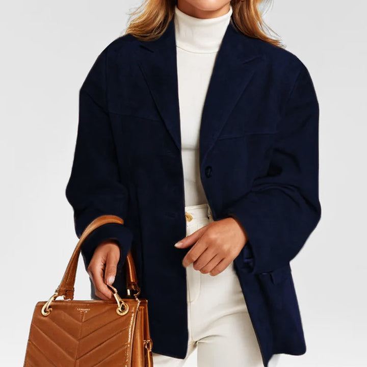 Damen Lederjacke im lockeren Loose Fit | Lässige Jacke mit Reißverschluss und praktischen Taschen im urbanen Streetwear-Stil