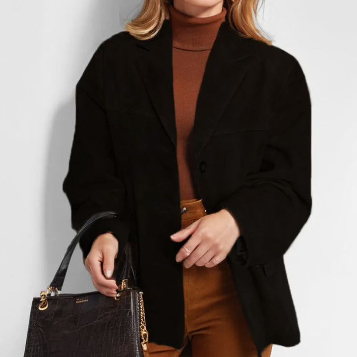 Damen Lederjacke im lockeren Loose Fit | Lässige Jacke mit Reißverschluss und praktischen Taschen im urbanen Streetwear-Stil