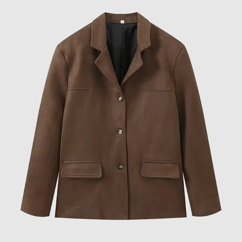 Damen Lederjacke im lockeren Loose Fit | Lässige Jacke mit Reißverschluss und praktischen Taschen im urbanen Streetwear-Stil