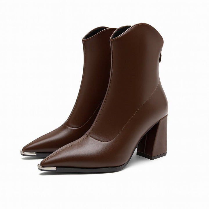 Damen Stiefeletten mit spitzer Kappe und Absatz | Elegante knöchelhohe Ankle Boots mit schlanker Silhouette für Frühling und Alltag